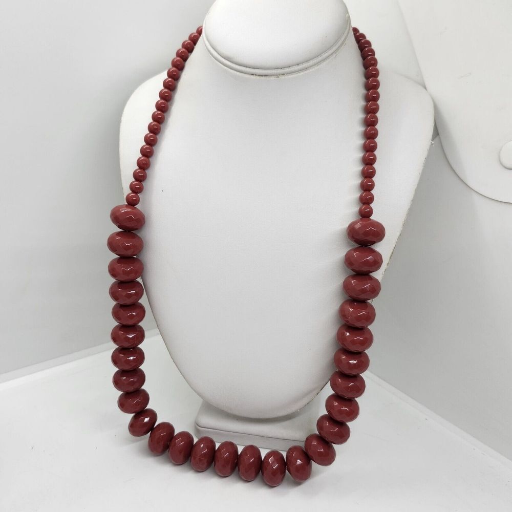 Graziano Beaded Necklace‎ Cranberry Color